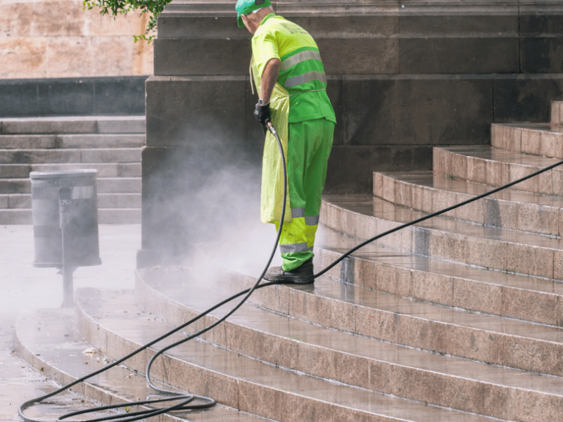 stairs cleaning process