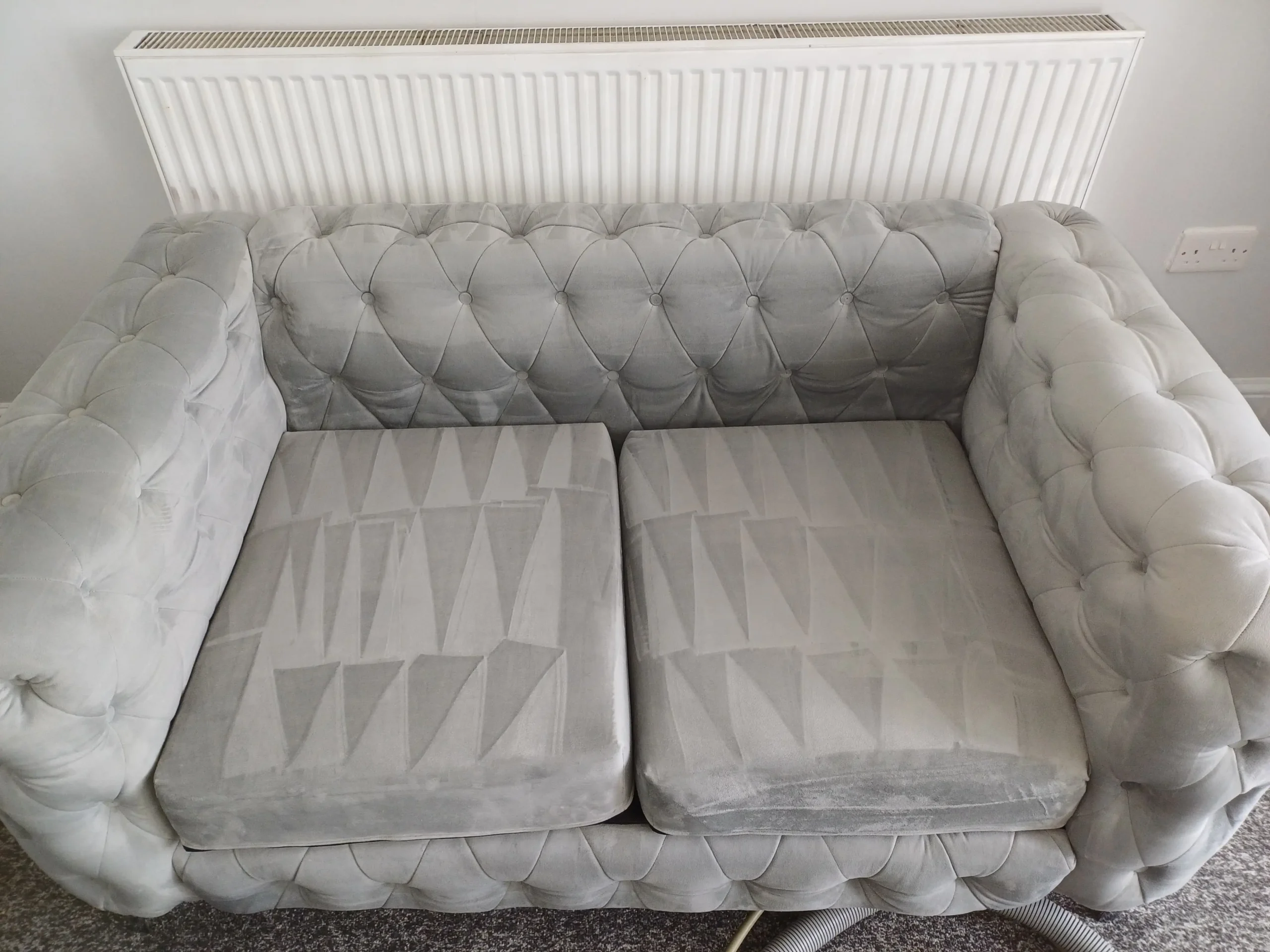 clean fabric sofa at home